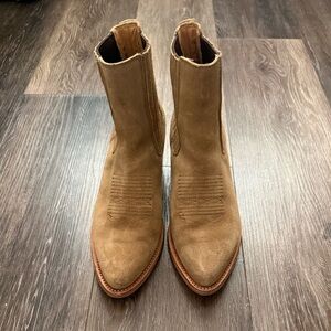 Tecovas Taylor Latte Suede Booties Size 8